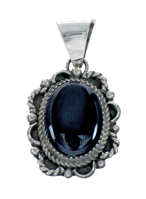 Native American Navajo Onyx Sterling Silver Bead Necklace X11195